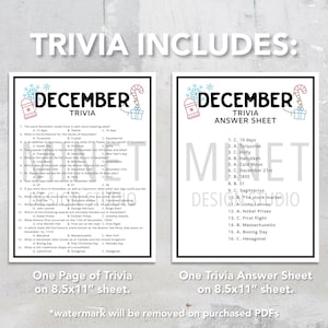 December Trivia | December Trivia Game | Printable December Trivia ...