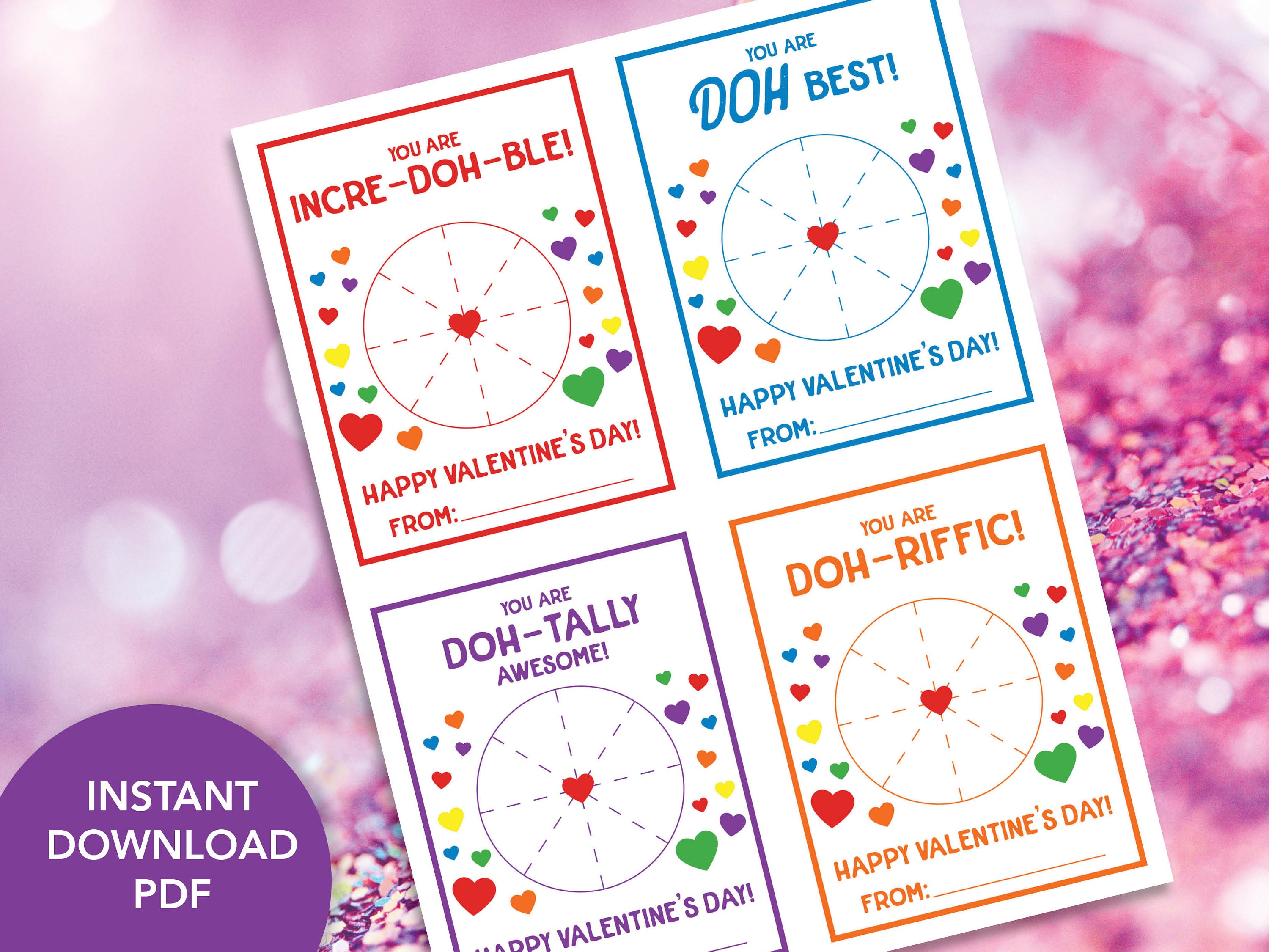 Play Dough Valentines Kids Classroom, Printable Valentine's for Kids ...