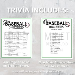 Baseball Trivia | Printable Baseball Trivia Game | Baseball Trivia Game ...