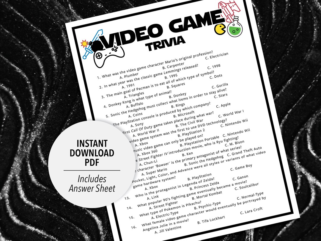 Video Game Trivia Video Game Trivia Game Printable Video Game Trivia