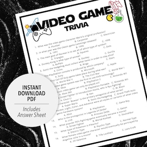 Video Game Trivia | Video Game Trivia Game | Printable Video Game Trivia | Gaming Party Trivia Game | Printable Trivia | Arcade Trivia