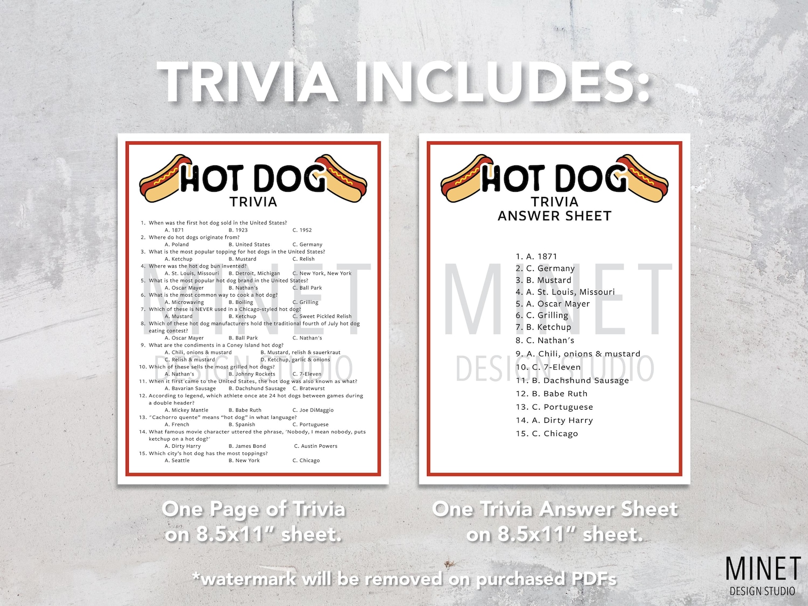 Hot Dog Riddle Hot Dog Trivia Game | Hot Dog Quiz (printable PDF Download) - Etsy