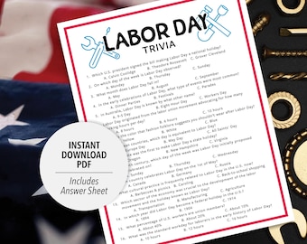 Labor Day Trivia Game | Labor Day Quiz (Printable PDF Download)