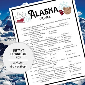 Alaska Trivia | Alaska Trivia Game | Printable Alaska State Trivia | State Trivia Game | Printable Trivia | State Trivia | US States | USA
