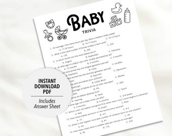 Baby Trivia Game | Baby Shower Party Activity (Printable PDF Download)