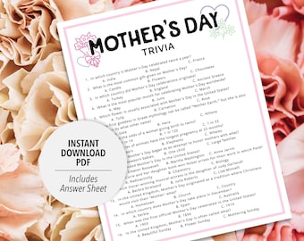 Mother's Day Trivia Game | Mother's Day Quiz (Printable PDF Download)