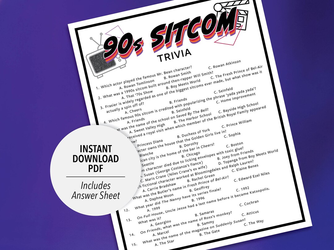 90s TV Trivia 90s Trivia Game Printable Etsy