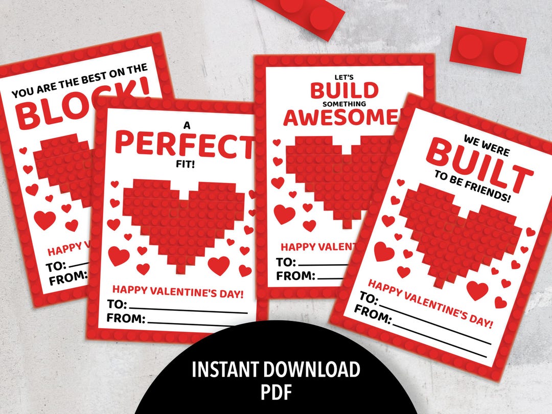 Building Block Valentine's Day Cards for Kids | Classroom Valentines ...