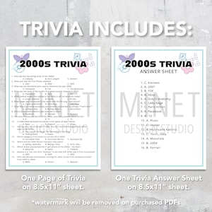 2000s Trivia 2000s Trivia Game Printable 2000s Trivia - Etsy