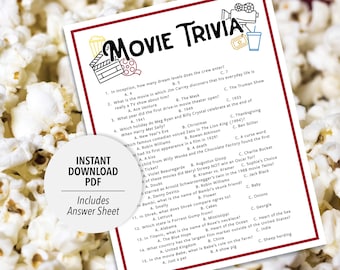Movie Trivia Game | Movie Quiz (Printable PDF Download)