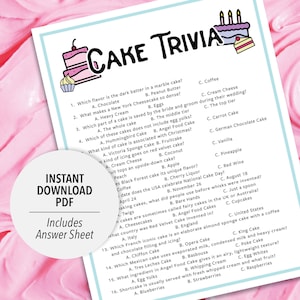 Cake Trivia | Cake Trivia Game | Printable Cake Trivia | Printable ...