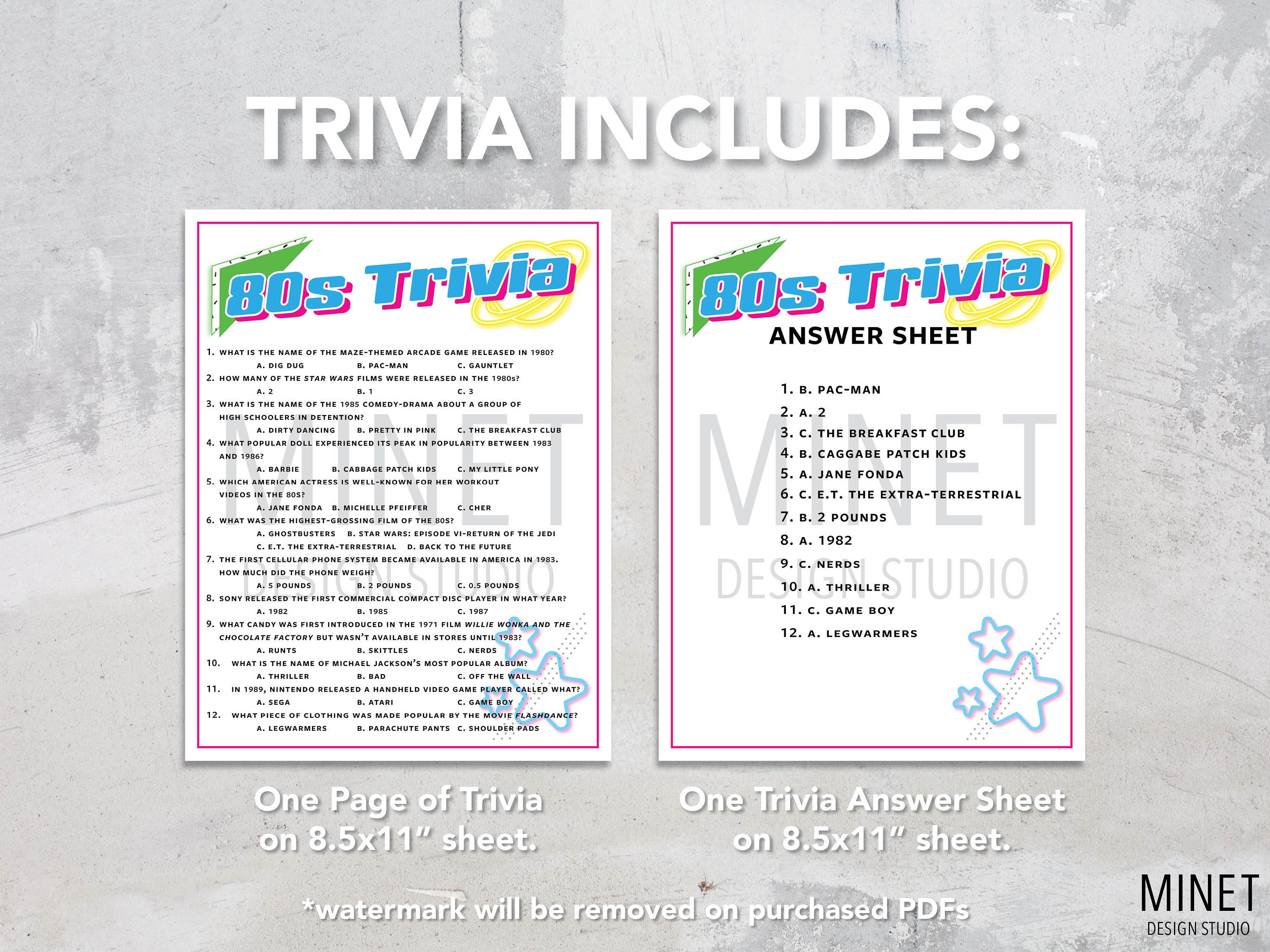 80s Trivia Printable 80s Trivia 80's Party Trivia Game - Etsy Australia