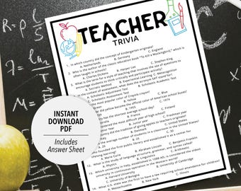 Teacher Trivia Game | Teacher Quiz (Printable PDF Download)