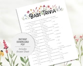 Floral Baby Trivia Game | Baby Shower Game (Printable PDF Download)
