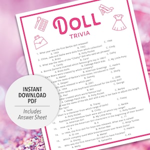 Quiz sulle bambole / Gioco a quiz sulle bambole / Quiz sulle bambole stampabili / Quiz stampabili / Quiz sui giocattoli / Quiz a tema bambola / Giochi a tema giocattolo / Quiz sui film