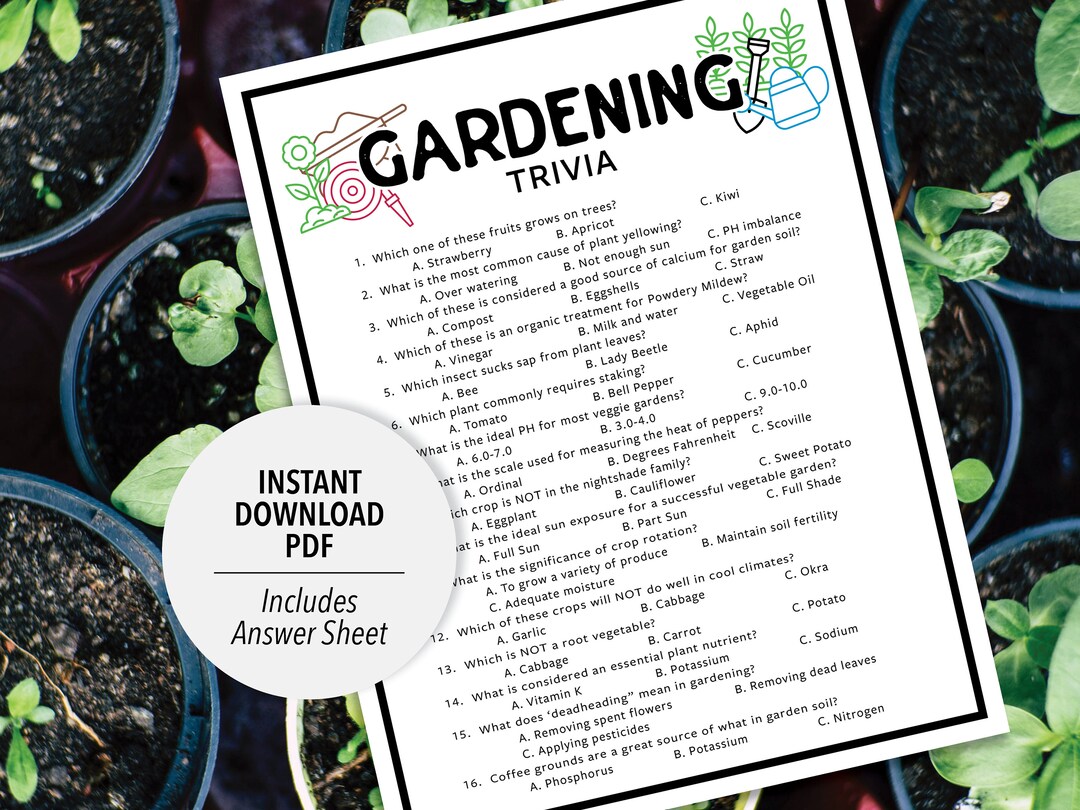 Gardening Trivia Gardening Trivia Game Printable Gardening Trivia