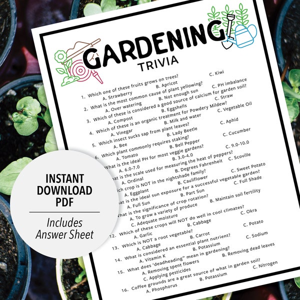 Gardening Trivia | Gardening Trivia Game | Printable Gardening Trivia | Garden Trivia | Vegetable Trivia | Fruit | Food | Plant Trivia