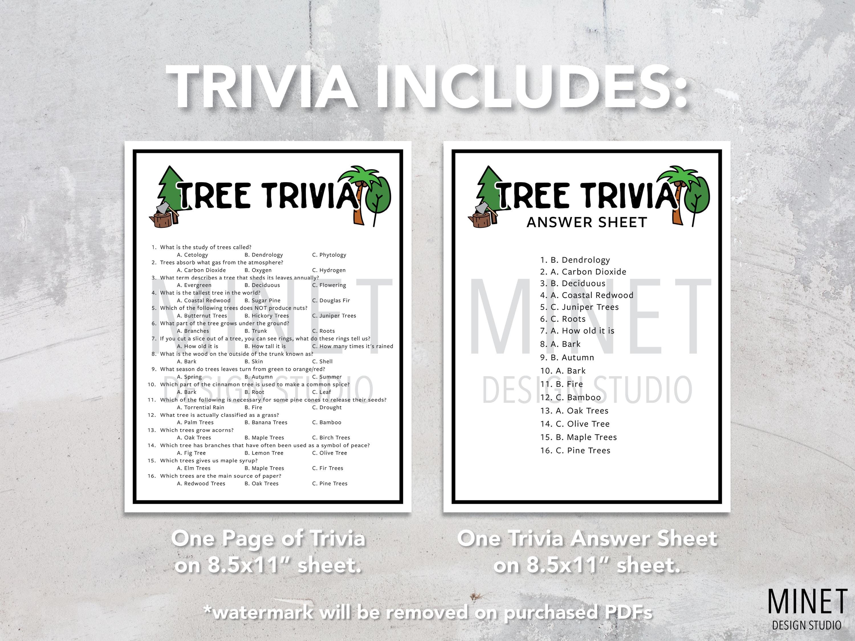 Tree Trivia Game | Printable Tree Quiz (PDF Download) - Etsy Australia
