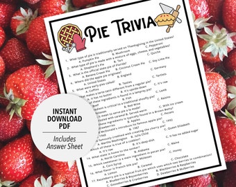 Pie Trivia | Pie Trivia Game | Printable Pie Trivia | Printable Trivia | Dessert Trivia | Food Trivia | Pie Themed Games | Fall Trivia