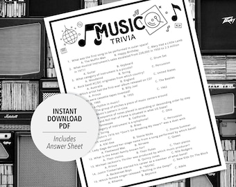 Music Trivia | Music Trivia Game | Printable Music Trivia | Printable Trivia | General Music Trivia | Music Trivia Questions | Music Quiz