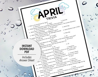 April Trivia Game | Month Quiz (Printable PDF Download)