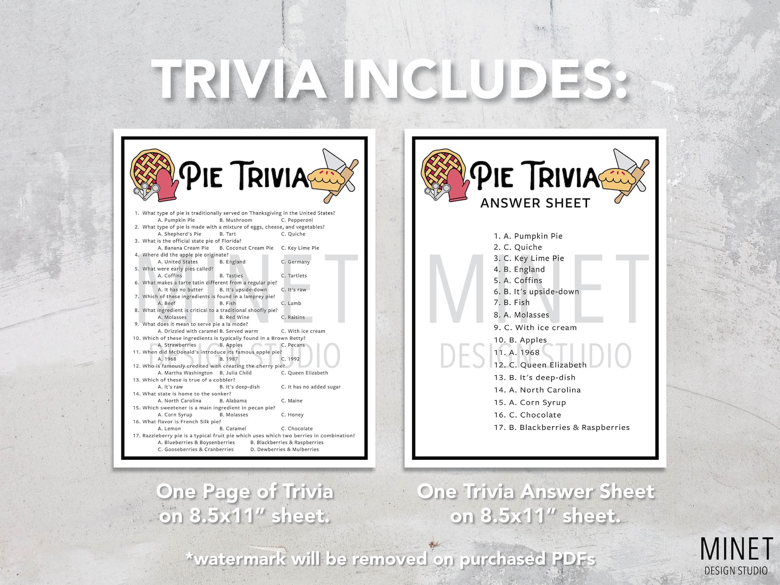 Pie Trivia Pie Trivia Game Printable Pie Trivia Printable Trivia