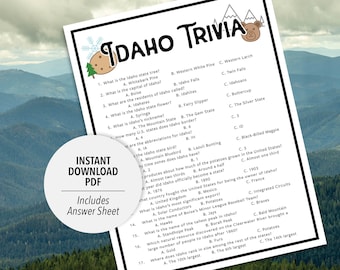 Idaho Trivia Game | USA State Quiz (Printable PDF Download)