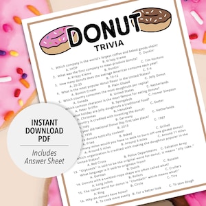 Donut Trivia | Donut Trivia Game | Printable Donut Trivia | Printable ...