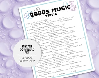 2000s Music Trivia Game | 2000s Music Quiz (Printable PDF Download)