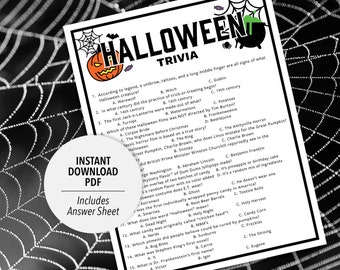 Halloween Trivia | Printable Halloween Trivia Activity Game | Holiday Trivia | Fall Trivia | Spooky Trivia Game | Halloween Themed Printable