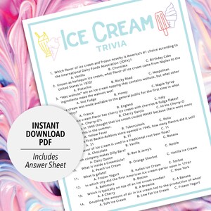 Ice Cream Trivia Ice Cream Trivia Game Printable Ice Cream - Etsy