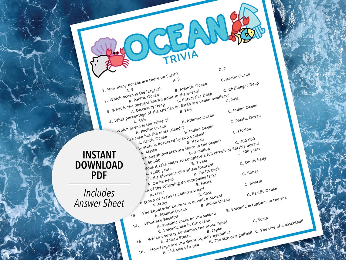 Ocean Trivia | Ocean Trivia Game | Printable Ocean Trivia | Printable ...