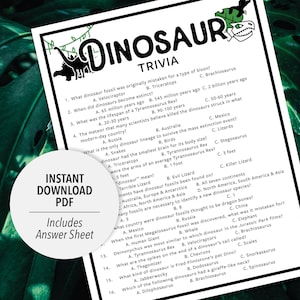 Dinosaur Trivia | Dinosaurs Trivia Game | Printable Dinosaur Trivia | Printable Trivia | Fossil Trivia | Dinosaur Themed | Dinosaur Games