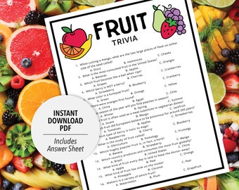 Juego de trivia sobre frutas / Quiz de frutas (Descarga PDF imprimible)