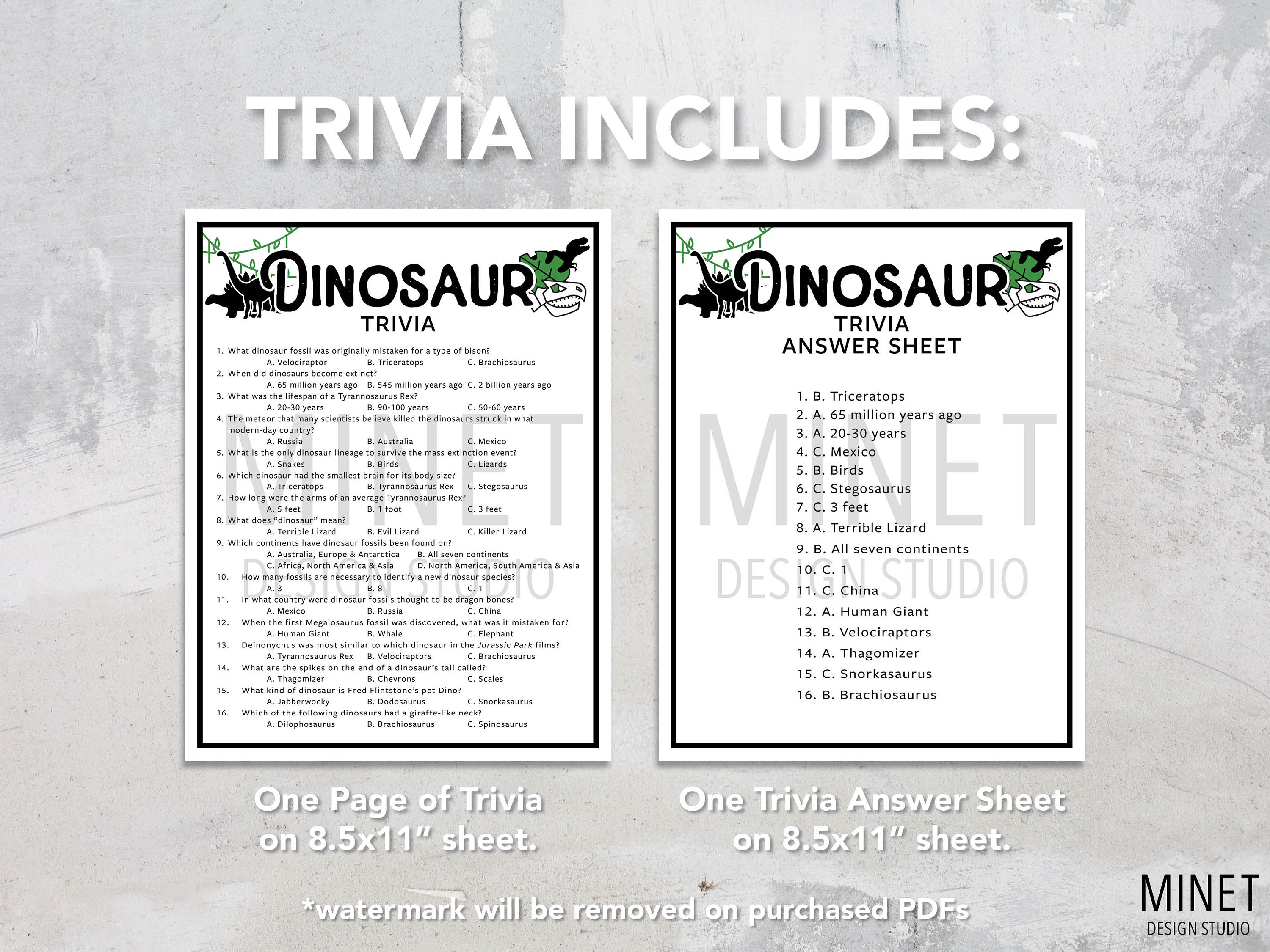 Dinosaur Trivia Dinosaurs Trivia Game Printable Dinosaur Trivia ...