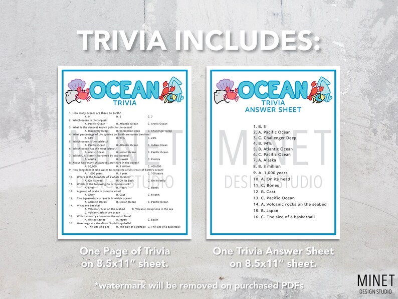 Ocean Trivia Ocean Trivia Game Printable Ocean Trivia Printable Trivia