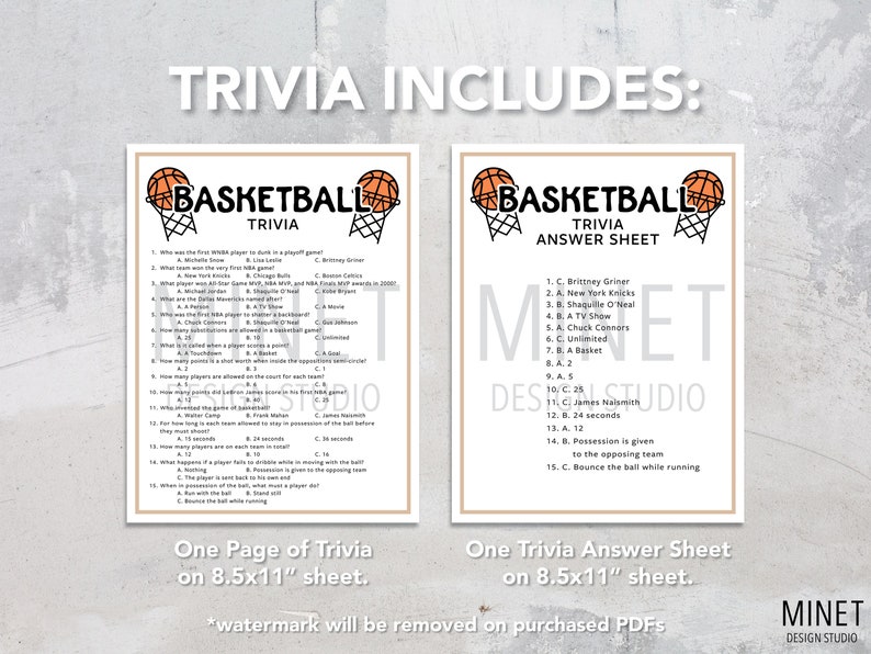 Basketball Trivia | Printable Basketball Trivia Game | Basketball ...