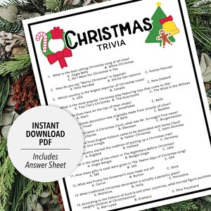 Christmas Trivia Game | Christmas Printable Trivia | Holiday Trivia Printable Game | Winter Trivia | Trivia Game | Christmas Themed Games