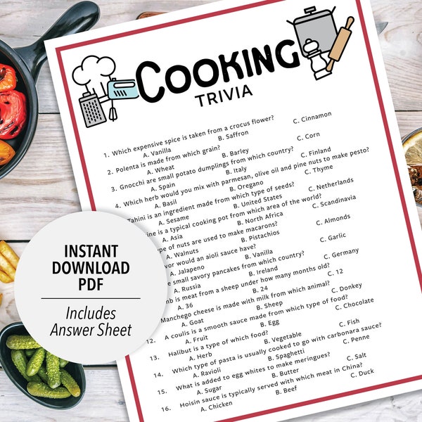 Fast Food Trivia Printable - Etsy