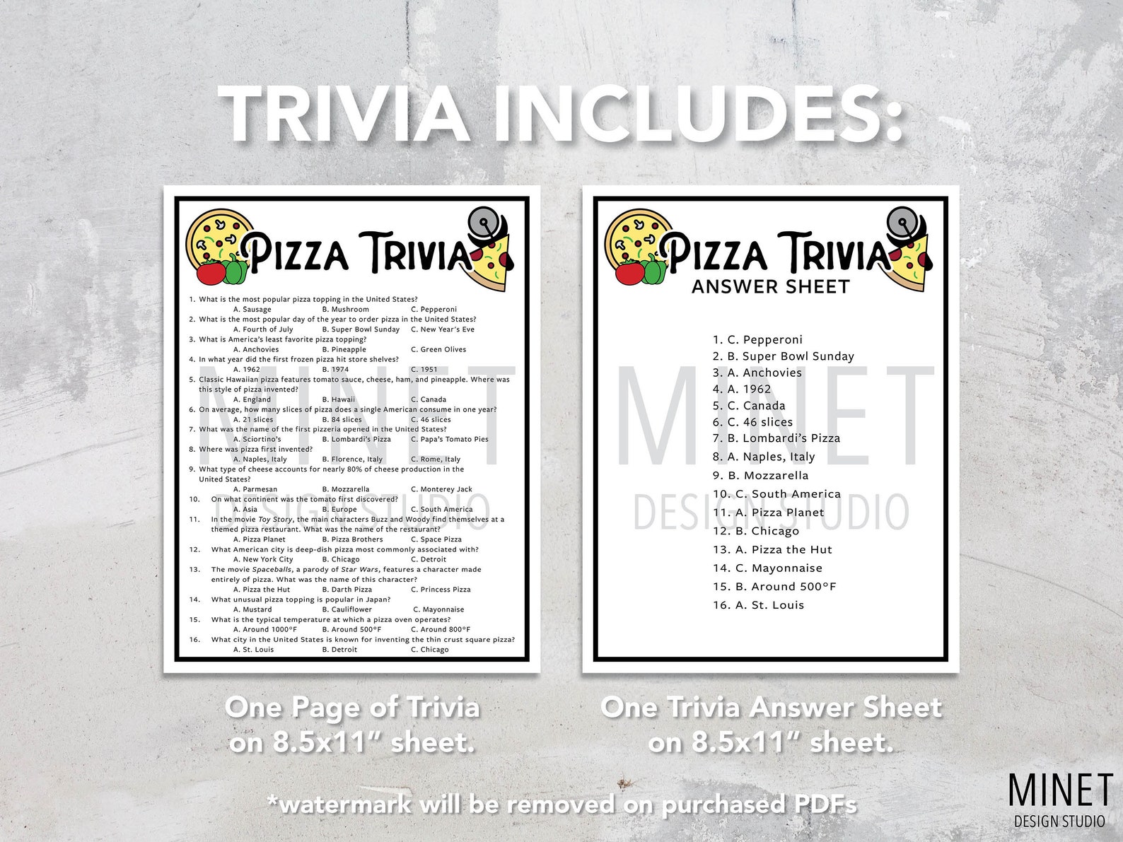 Pizza Trivia Pizza Trivia Game Printable Pizza Trivia Pizza Party
