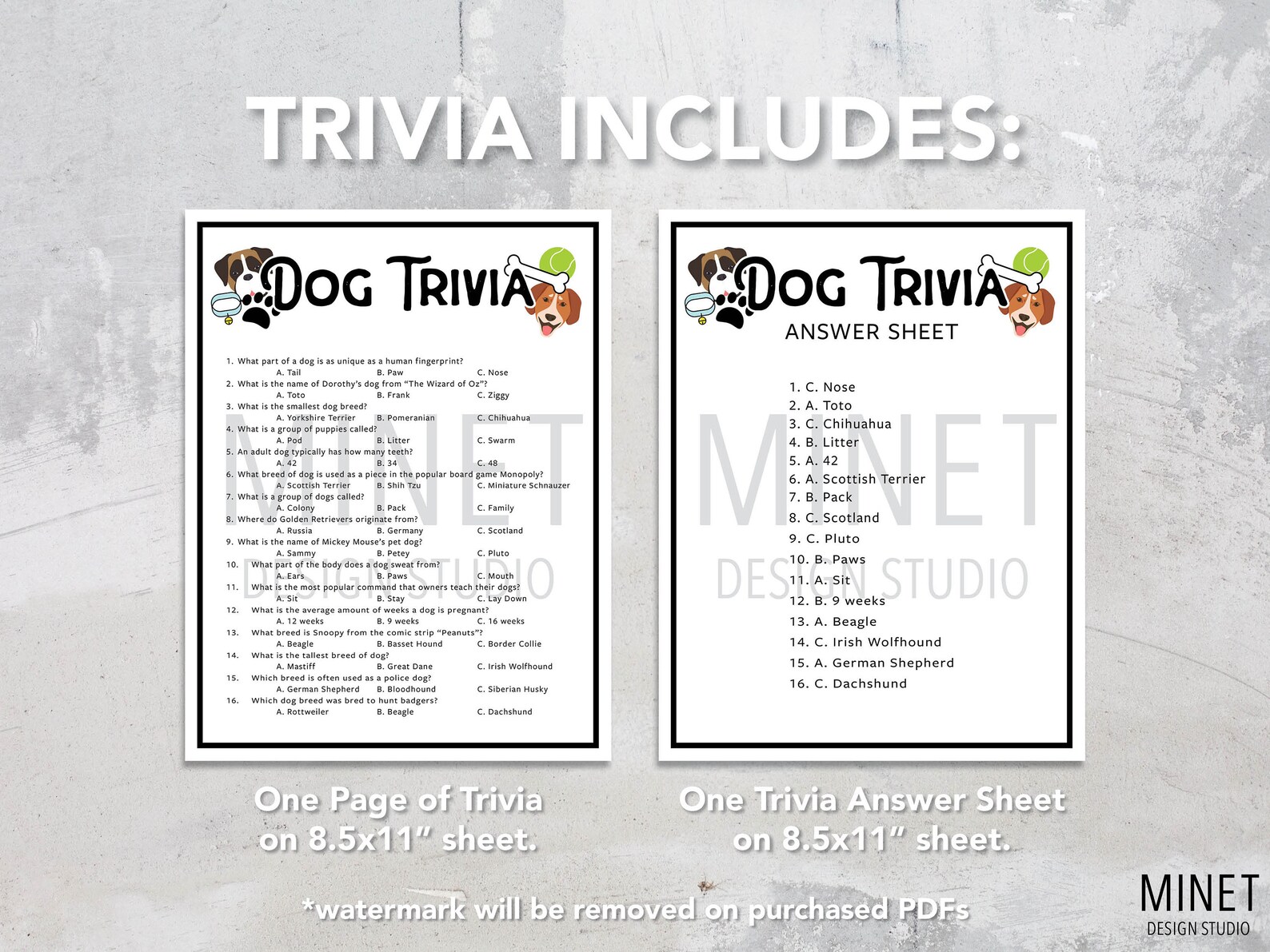 Dog Trivia Dog Trivia Game Printable Dog Trivia Pets Trivia Game