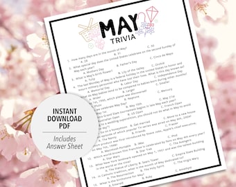 May Trivia Game | Month Quiz (Printable PDF Download)