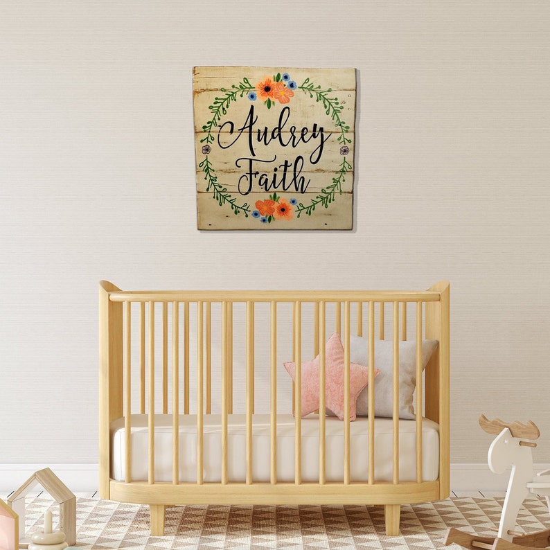 Nursery Wall Art Name Sign for Nursery Baby Girl Name Art Etsy