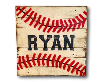Wood Baseball Sign - Baseball Bedroom Decor - Baseball Nursery Decor - Boy Name Sign - Baseball Art - Baseball Gift - Baseball Player Gift