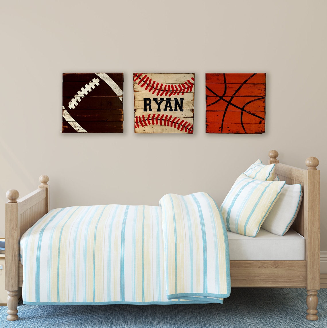 Wood Football Sign Football Nursery Decor Rustic Football Etsy