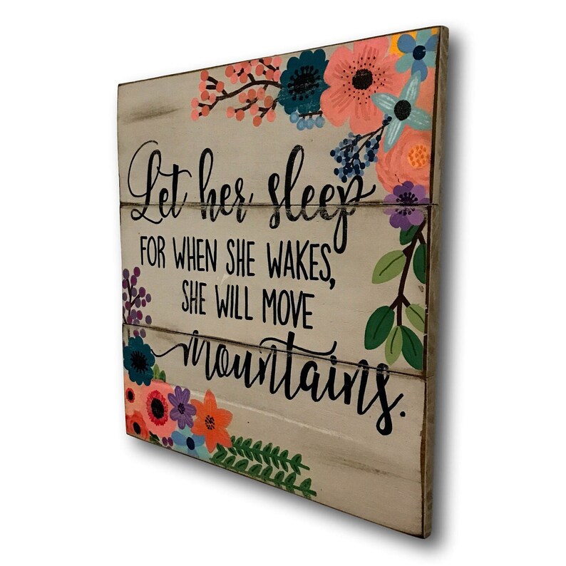 Let Her Sleep for When She Wakes Wall Art Floral Nursery Etsy