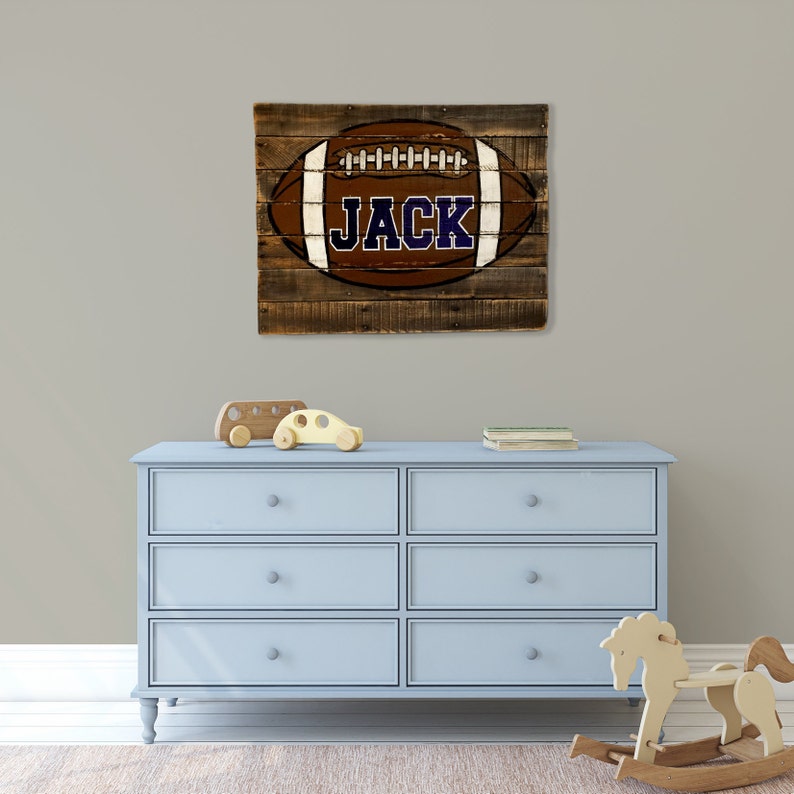 Football Wall Art Football Nursery Decor Boy Name Sign Etsy
