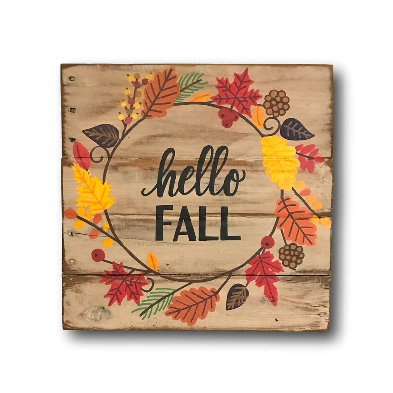 Fall Door Decor Hello Fall Door Sign Fall Sign Etsy