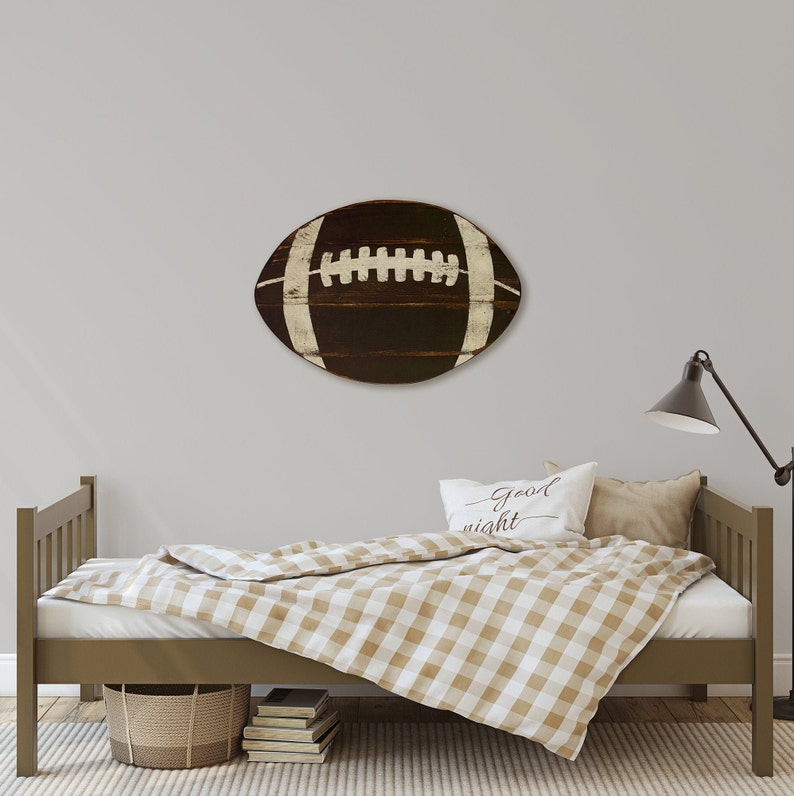 Wood Football Cutout Football Bedroom Wall Decor Rustic Etsy