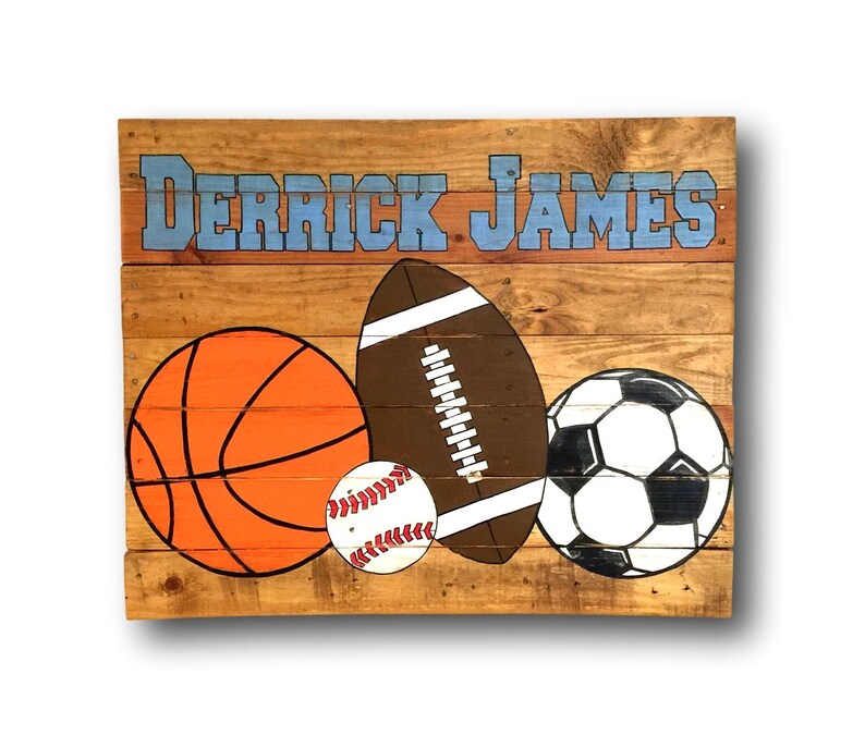 Personalized Name Sign Vintage Sports Sign Sports Bedroom Etsy